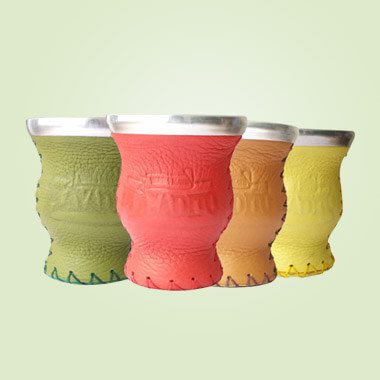 精致纯手工牛皮缝制马黛茶杯